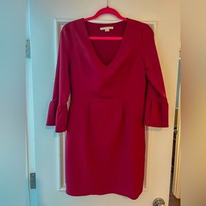 Cooper + Ella Flutter Sleeve Burgundy Dress